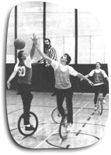 Basketball on unicycle